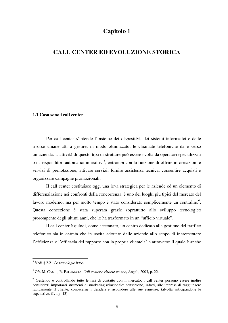 Anteprima della tesi: Il lavoro nei call center: organizzazione e profili giuridici, Pagina 6