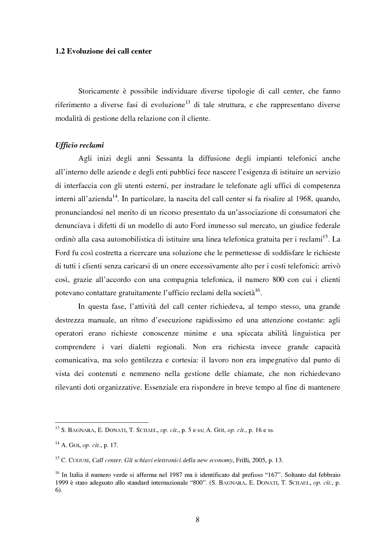 Anteprima della tesi: Il lavoro nei call center: organizzazione e profili giuridici, Pagina 8