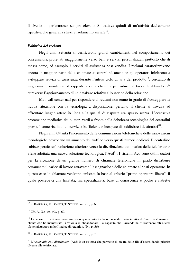 Anteprima della tesi: Il lavoro nei call center: organizzazione e profili giuridici, Pagina 9