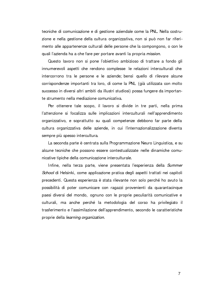 Anteprima della tesi: L’apprendimento organizzativo nei contesti interculturali. La funzione mediatrice della Programmazione Neuro Linguistica, Pagina 3