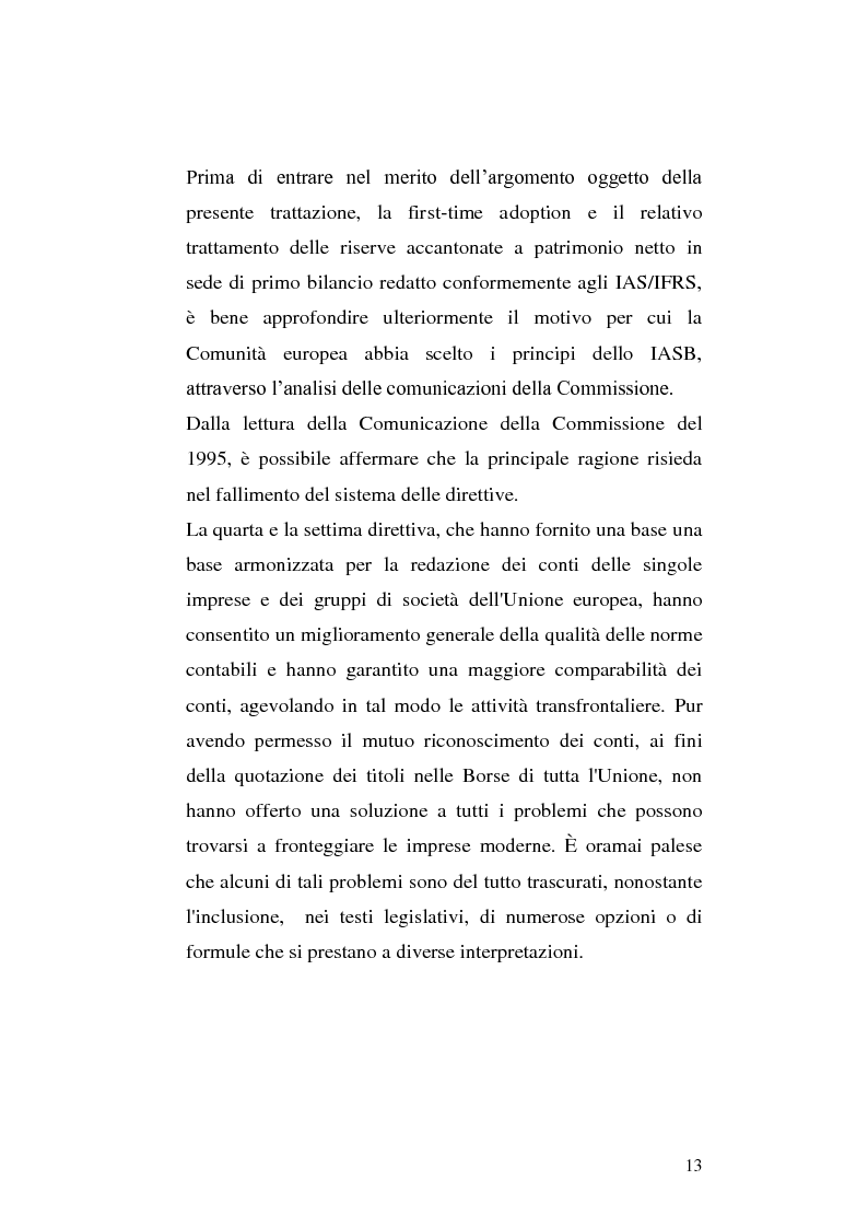 Anteprima della tesi: First-time adoption of the IAS/IFRS accounting standard e regime di disponibilità delle riserve di patrimonio netto, Pagina 6