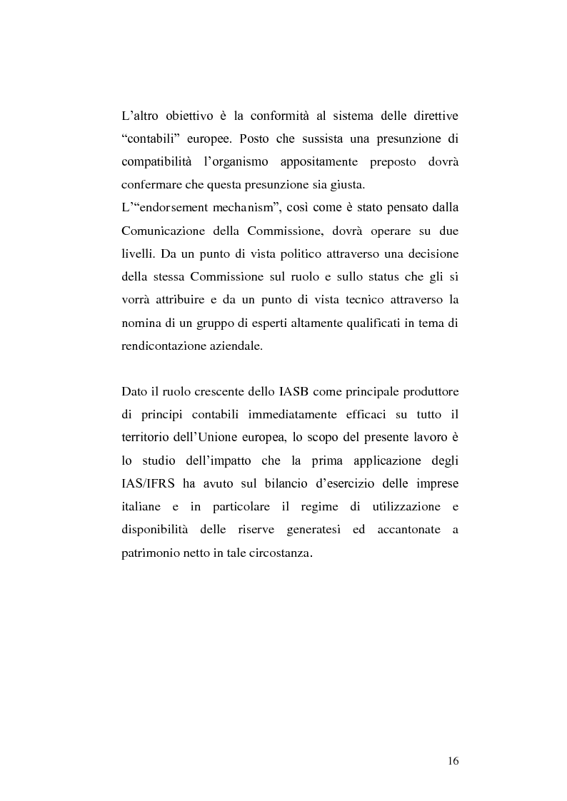 Anteprima della tesi: First-time adoption of the IAS/IFRS accounting standard e regime di disponibilità delle riserve di patrimonio netto, Pagina 9