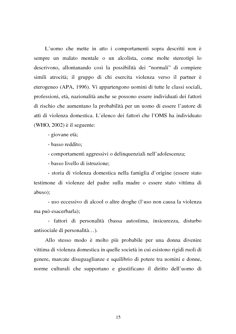 Anteprima della tesi: Il partner violento. Approcci teorici alla violenza domestica sulla donna e programmi d'intervento per i maltrattatori, Pagina 11