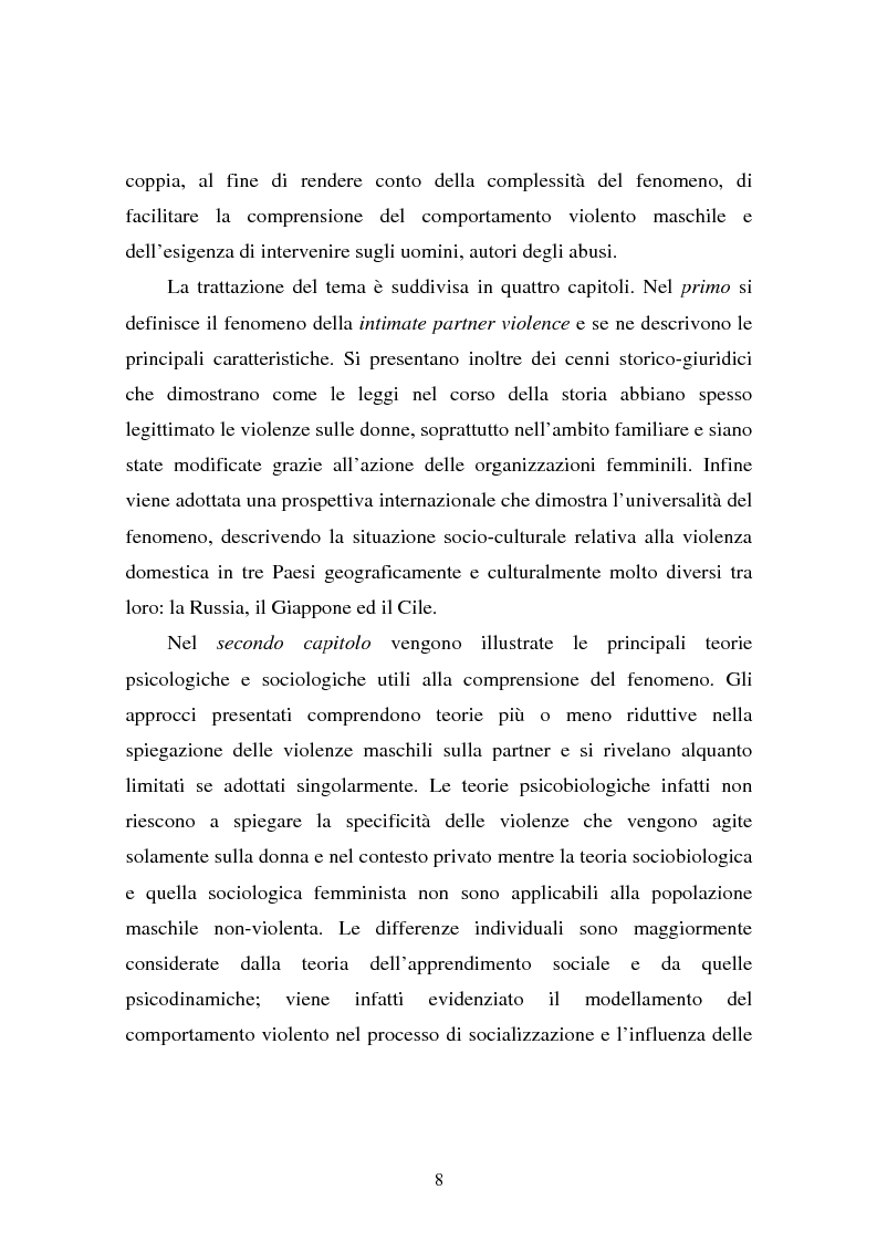 Anteprima della tesi: Il partner violento. Approcci teorici alla violenza domestica sulla donna e programmi d'intervento per i maltrattatori, Pagina 4