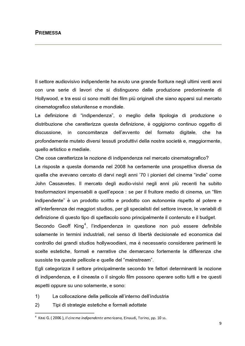 Anteprima della tesi: Le strategie di marketing nella promozione del cinema indipendente americano in Italia. I casi di The Blair Witch Project, Little Miss Sunshine e Paranoid Park, Pagina 4