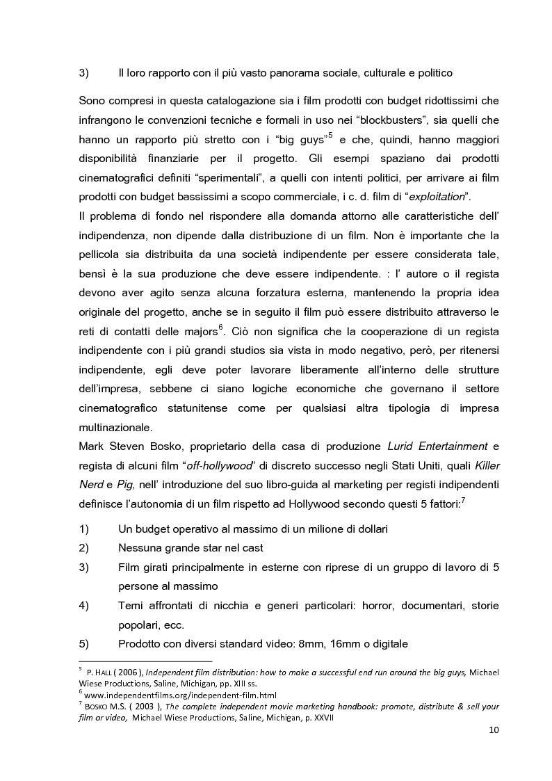 Anteprima della tesi: Le strategie di marketing nella promozione del cinema indipendente americano in Italia. I casi di The Blair Witch Project, Little Miss Sunshine e Paranoid Park, Pagina 5