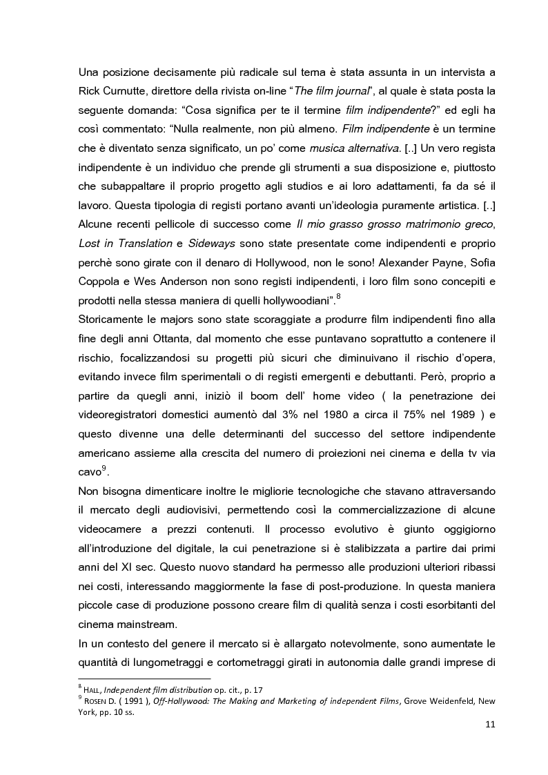 Anteprima della tesi: Le strategie di marketing nella promozione del cinema indipendente americano in Italia. I casi di The Blair Witch Project, Little Miss Sunshine e Paranoid Park, Pagina 6