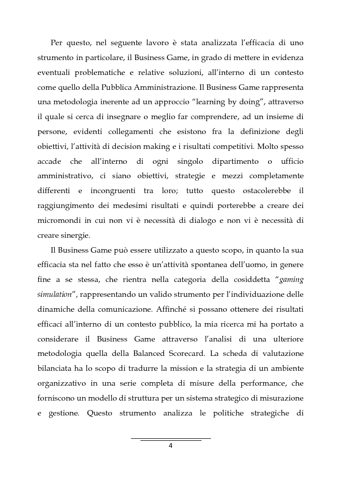 Anteprima della tesi: Il Business Game come strumento innovativo per la formazione delle persone nella Pubblica Amministrazione - Sviluppo di un'applicazione attraverso la Balanced Scorecard, Pagina 2