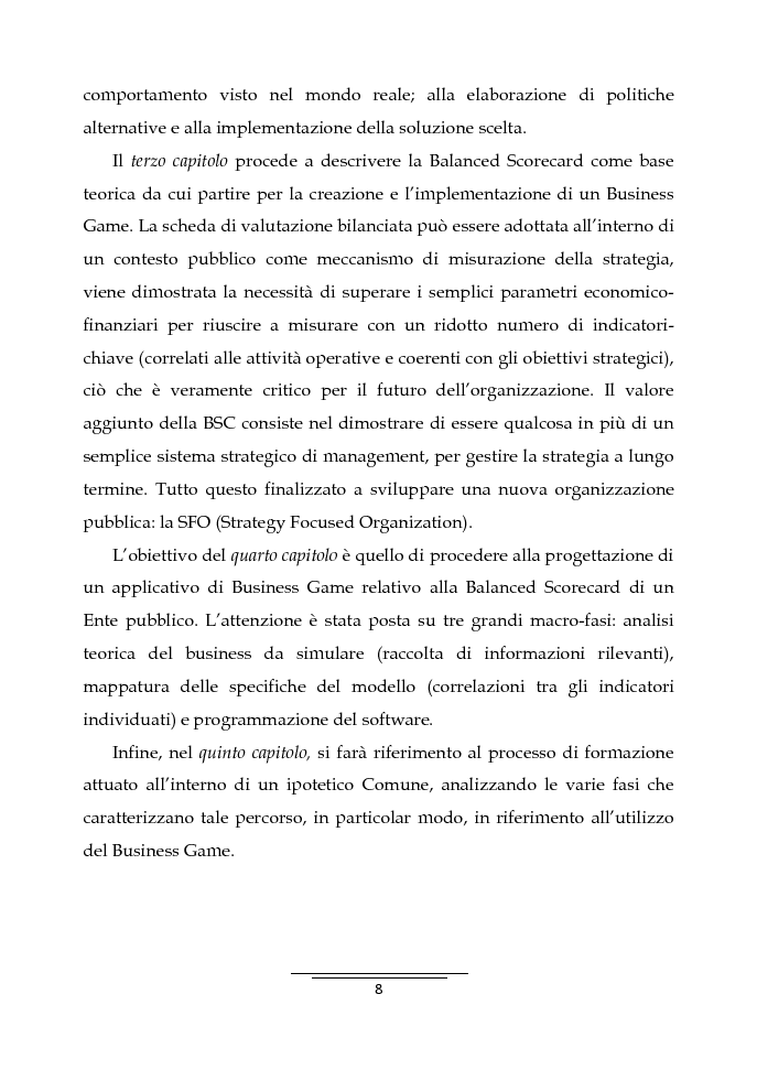 Anteprima della tesi: Il Business Game come strumento innovativo per la formazione delle persone nella Pubblica Amministrazione - Sviluppo di un'applicazione attraverso la Balanced Scorecard, Pagina 6