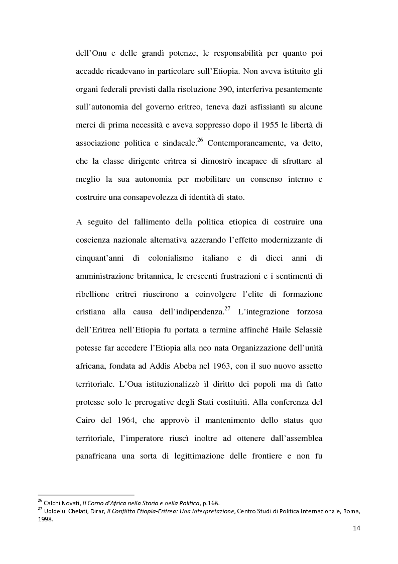 Anteprima della tesi: L'internazionalizzazione di un conflitto regionale: Eritrea-Etiopia, Pagina 10