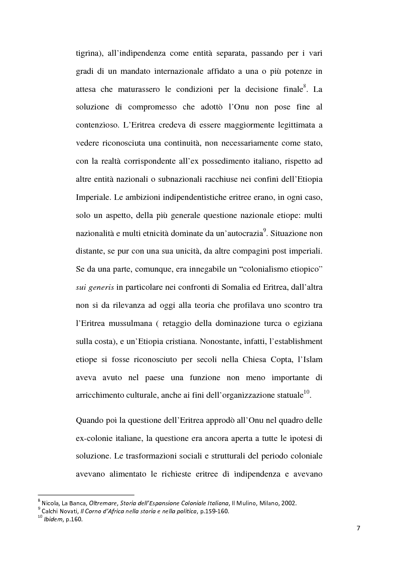 Anteprima della tesi: L'internazionalizzazione di un conflitto regionale: Eritrea-Etiopia, Pagina 3