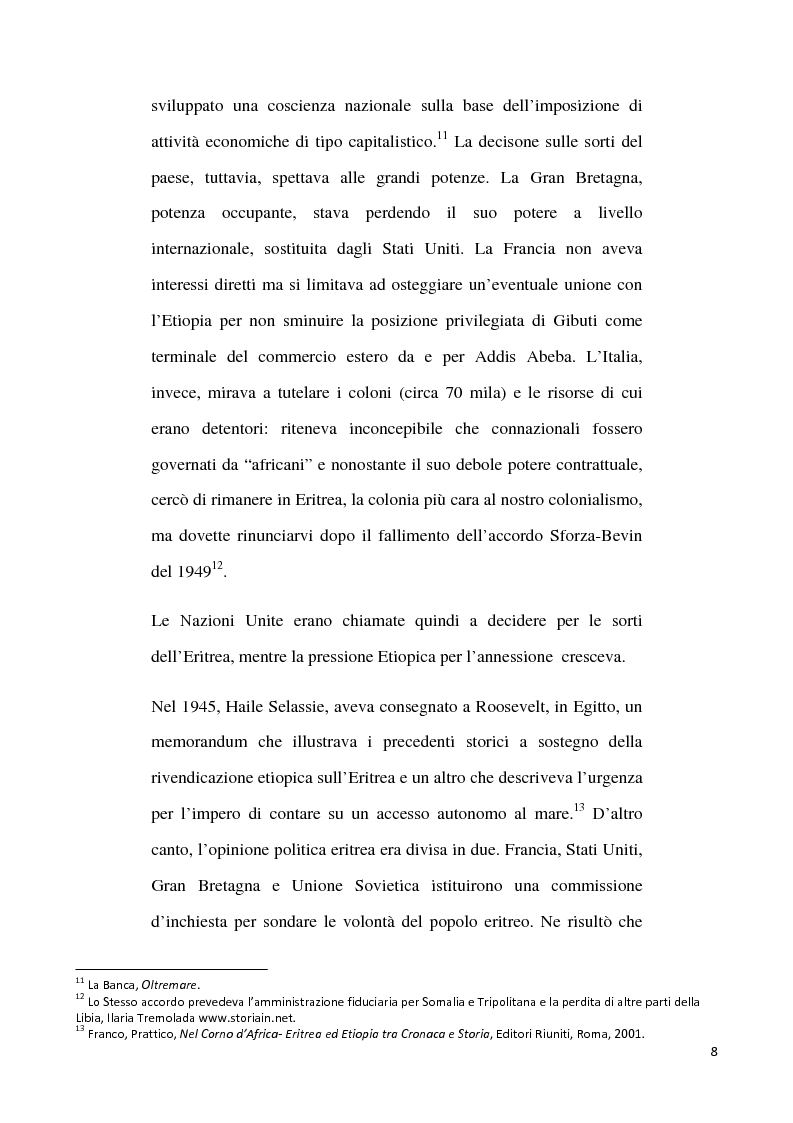Anteprima della tesi: L'internazionalizzazione di un conflitto regionale: Eritrea-Etiopia, Pagina 4
