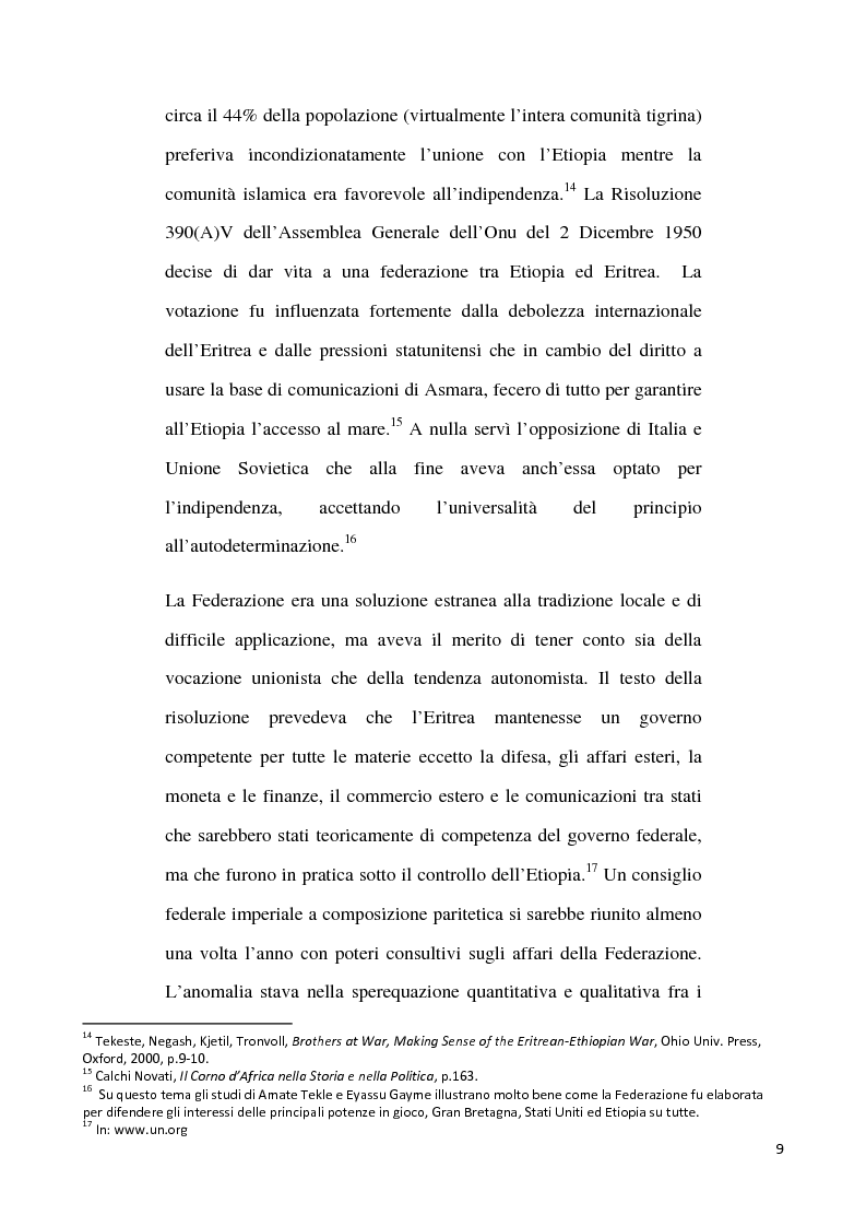 Anteprima della tesi: L'internazionalizzazione di un conflitto regionale: Eritrea-Etiopia, Pagina 5