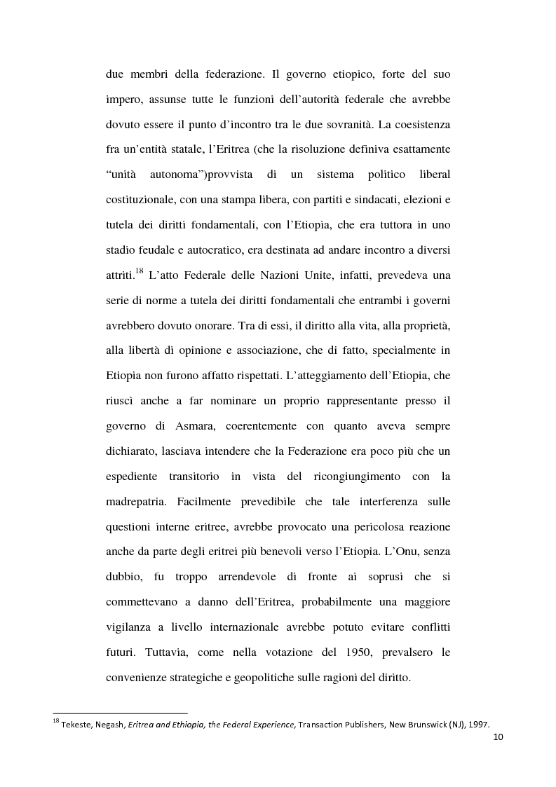 Anteprima della tesi: L'internazionalizzazione di un conflitto regionale: Eritrea-Etiopia, Pagina 6