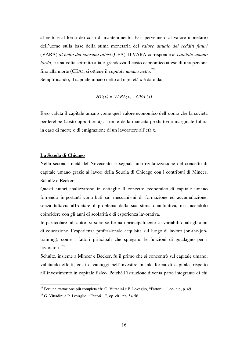 Anteprima della tesi: L'investimento nel capitale umano e il ruolo dell'istruzione: aspetti micro e macro, Pagina 14