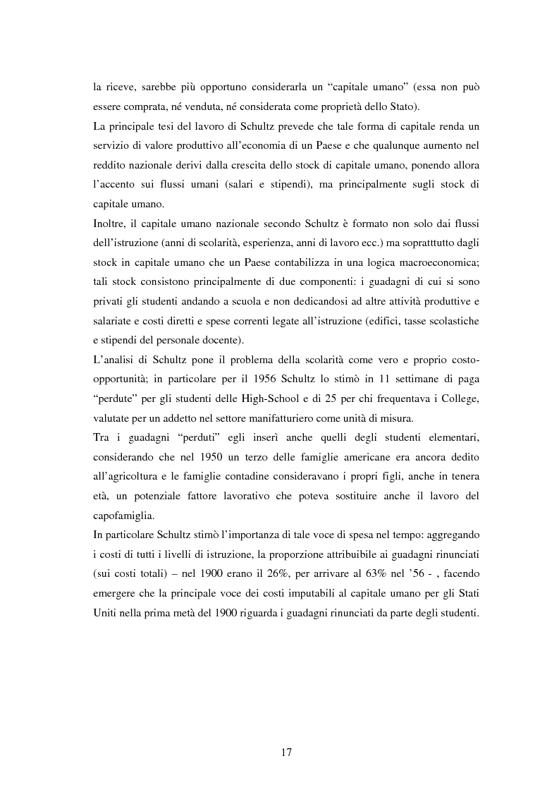 Anteprima della tesi: L'investimento nel capitale umano e il ruolo dell'istruzione: aspetti micro e macro, Pagina 15