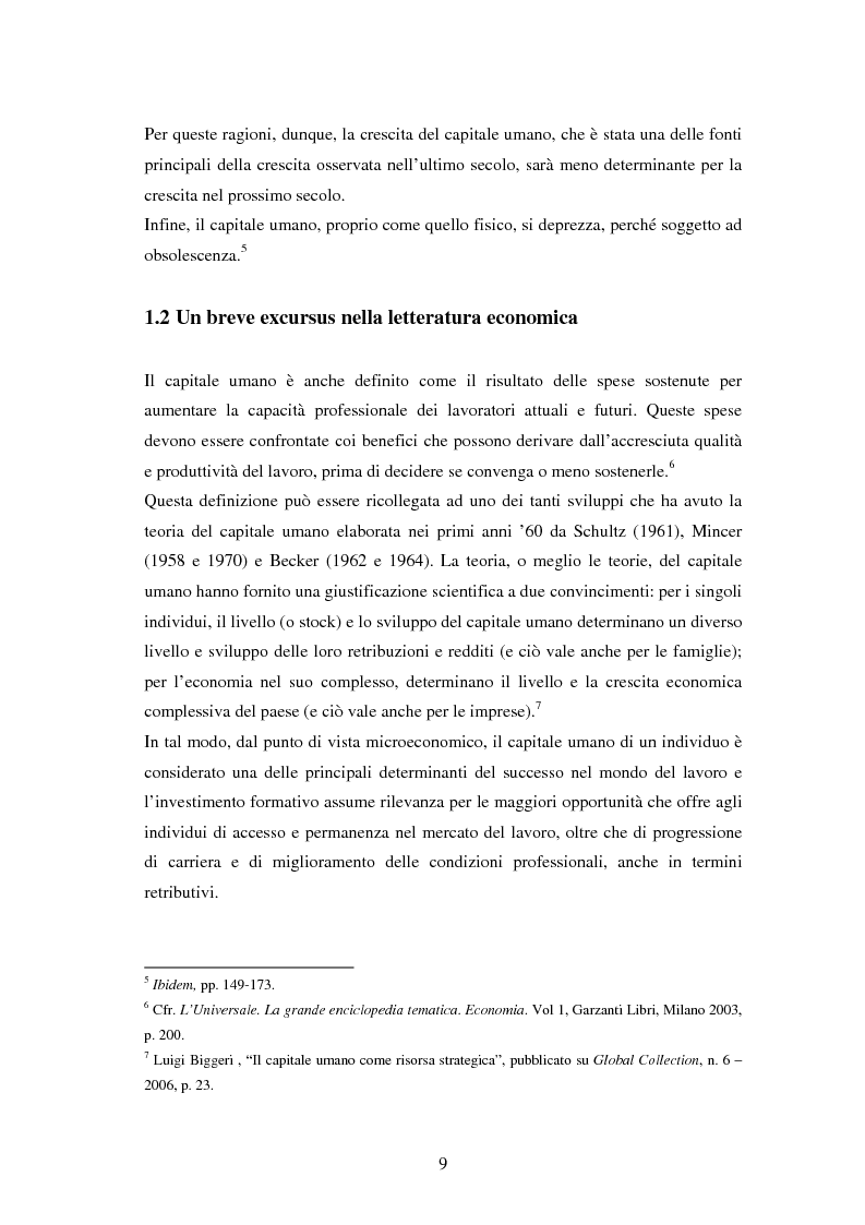 Anteprima della tesi: L'investimento nel capitale umano e il ruolo dell'istruzione: aspetti micro e macro, Pagina 7