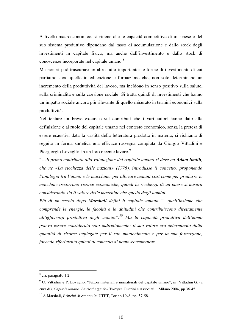Anteprima della tesi: L'investimento nel capitale umano e il ruolo dell'istruzione: aspetti micro e macro, Pagina 8