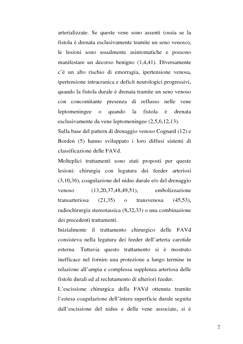 Anteprima della tesi: Le fistole arterovenose durali senza drenaggio in un seno venoso durale: esperienza di un singolo centro e valutazione dei trattamenti chirurgico ed endovascolare, Pagina 2