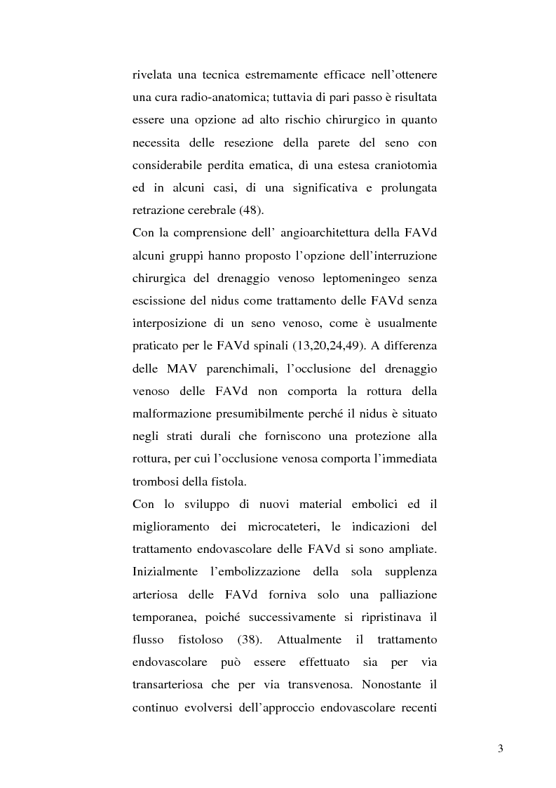 Anteprima della tesi: Le fistole arterovenose durali senza drenaggio in un seno venoso durale: esperienza di un singolo centro e valutazione dei trattamenti chirurgico ed endovascolare, Pagina 3