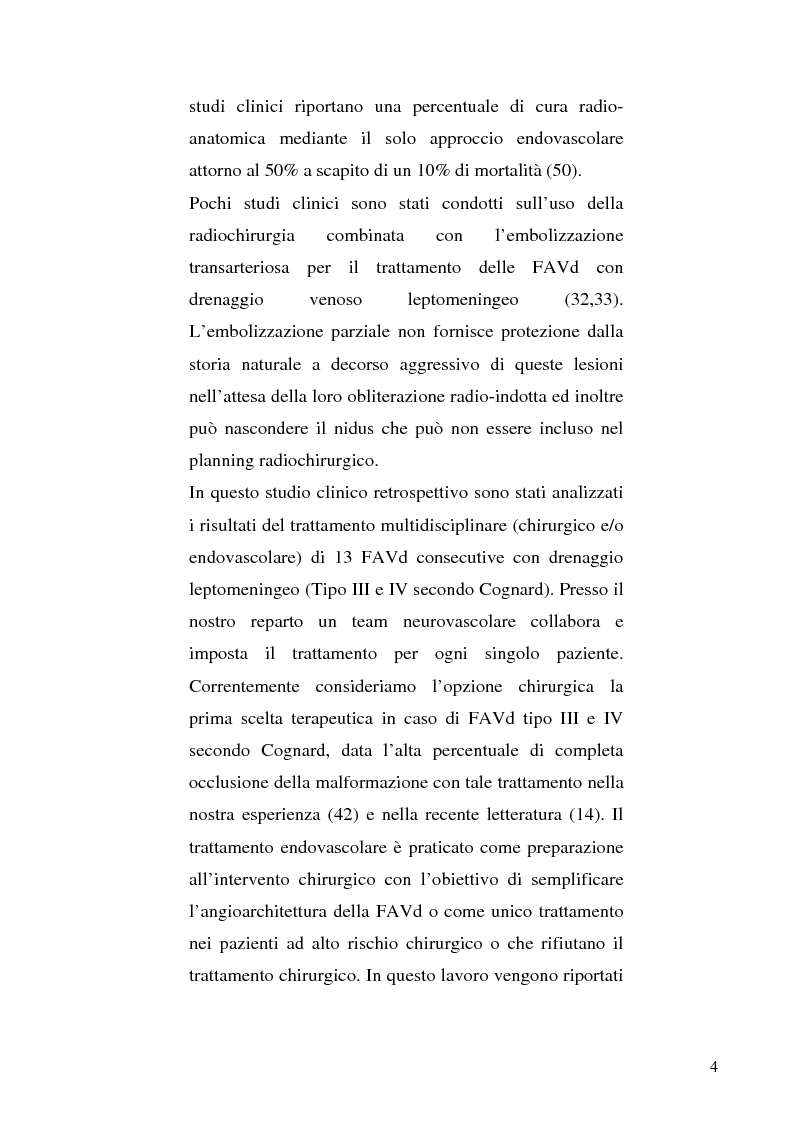 Anteprima della tesi: Le fistole arterovenose durali senza drenaggio in un seno venoso durale: esperienza di un singolo centro e valutazione dei trattamenti chirurgico ed endovascolare, Pagina 4