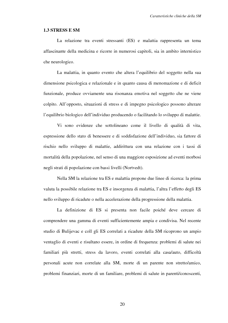 Anteprima della tesi: Aspetti psicosociali nei pazienti affetti da sclerosi multipla - Ruolo dei caregivers e dei supporti esterni. Trattamenti integrati per migliorare la qualità della vita, Pagina 11