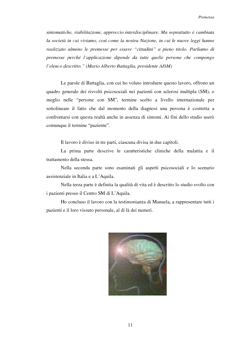 Anteprima della tesi: Aspetti psicosociali nei pazienti affetti da sclerosi multipla - Ruolo dei caregivers e dei supporti esterni. Trattamenti integrati per migliorare la qualità della vita, Pagina 2