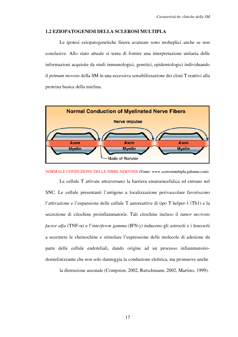 Anteprima della tesi: Aspetti psicosociali nei pazienti affetti da sclerosi multipla - Ruolo dei caregivers e dei supporti esterni. Trattamenti integrati per migliorare la qualità della vita, Pagina 8
