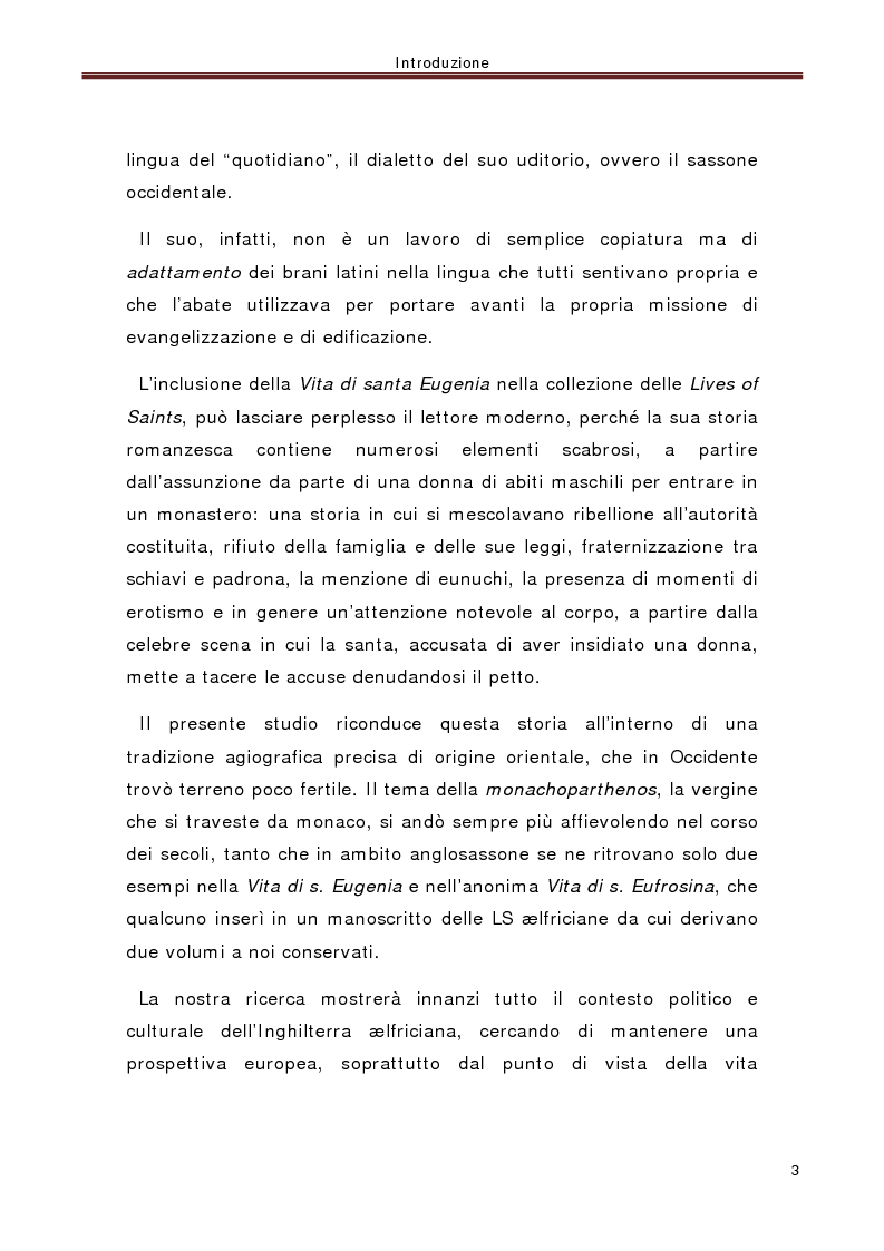 Anteprima della tesi: La ''Vita di santa Eugenia'' nel contesto anglosassone, Pagina 2
