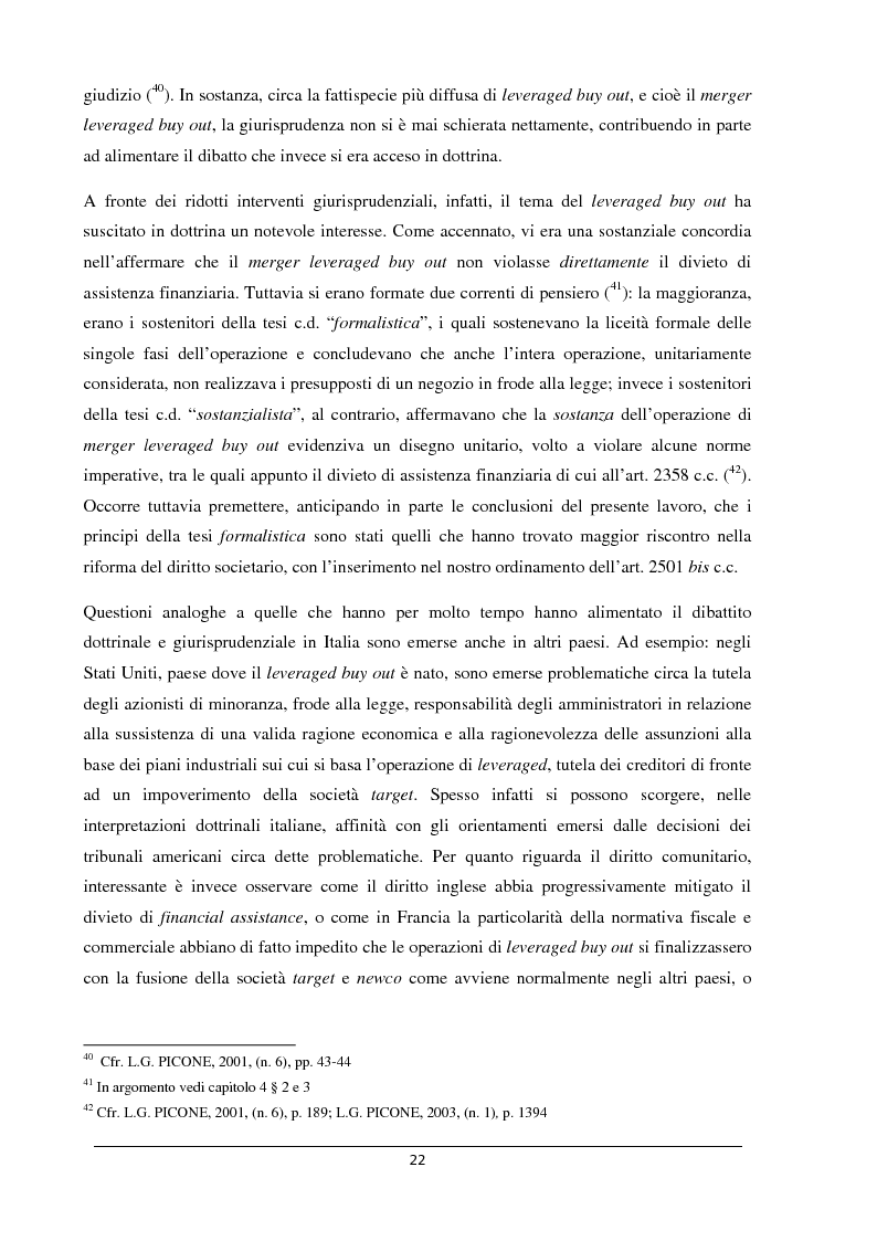 Anteprima della tesi: Il merger leveraged buy out - L'art. 2501 bis nella riforma del diritto societario, Pagina 14