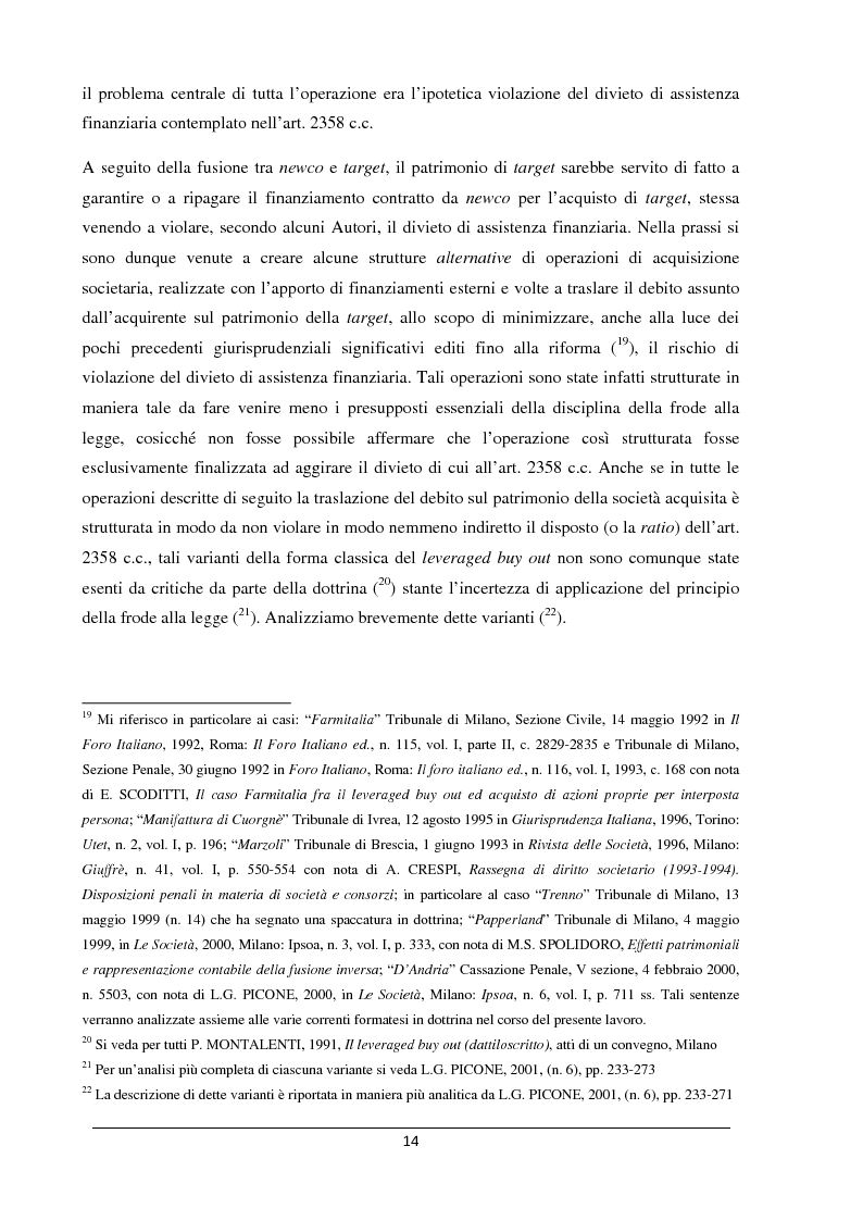 Anteprima della tesi: Il merger leveraged buy out - L'art. 2501 bis nella riforma del diritto societario, Pagina 6