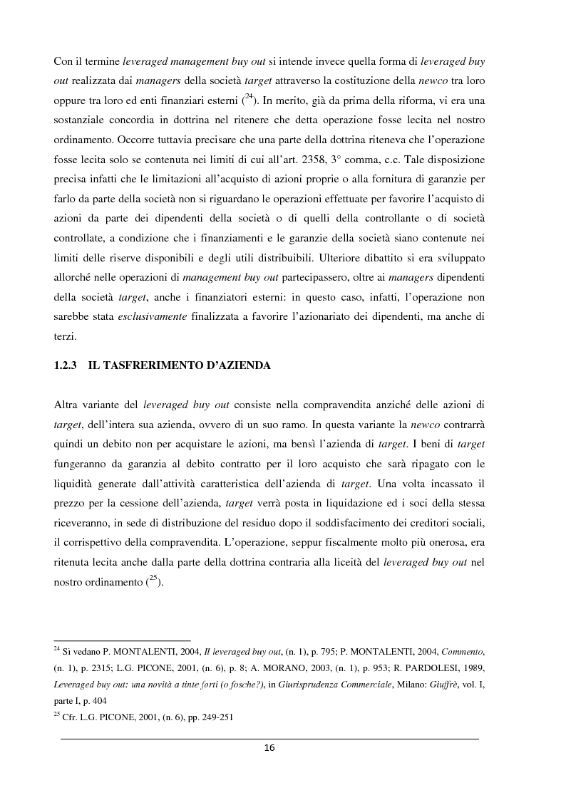 Anteprima della tesi: Il merger leveraged buy out - L'art. 2501 bis nella riforma del diritto societario, Pagina 8