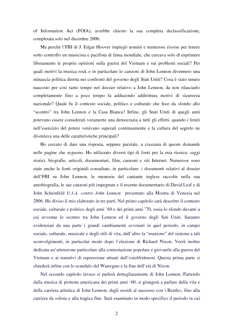 Anteprima della tesi: L'ospite indesiderato. Il governo degli Stati Uniti contro John Lennon (1971-1976)., Pagina 2