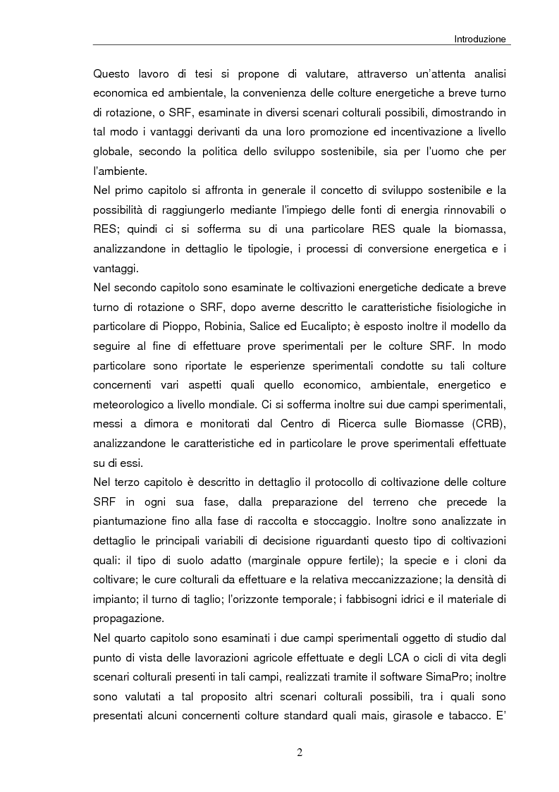 Anteprima della tesi: Analisi tecnica, economica ed ambientale di un campo coltivato a biomassa legnosa, Pagina 2
