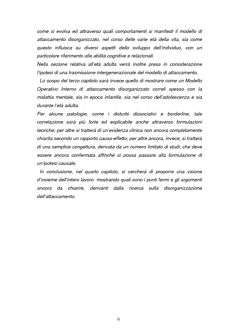 Anteprima della tesi: Disorganizzazione dell'attaccamento ed esiti psicopatologici lungo il ciclo di vita, Pagina 2
