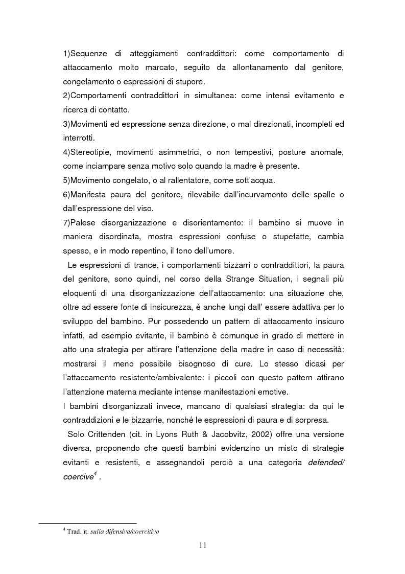 Anteprima della tesi: Disorganizzazione dell'attaccamento ed esiti psicopatologici lungo il ciclo di vita, Pagina 7