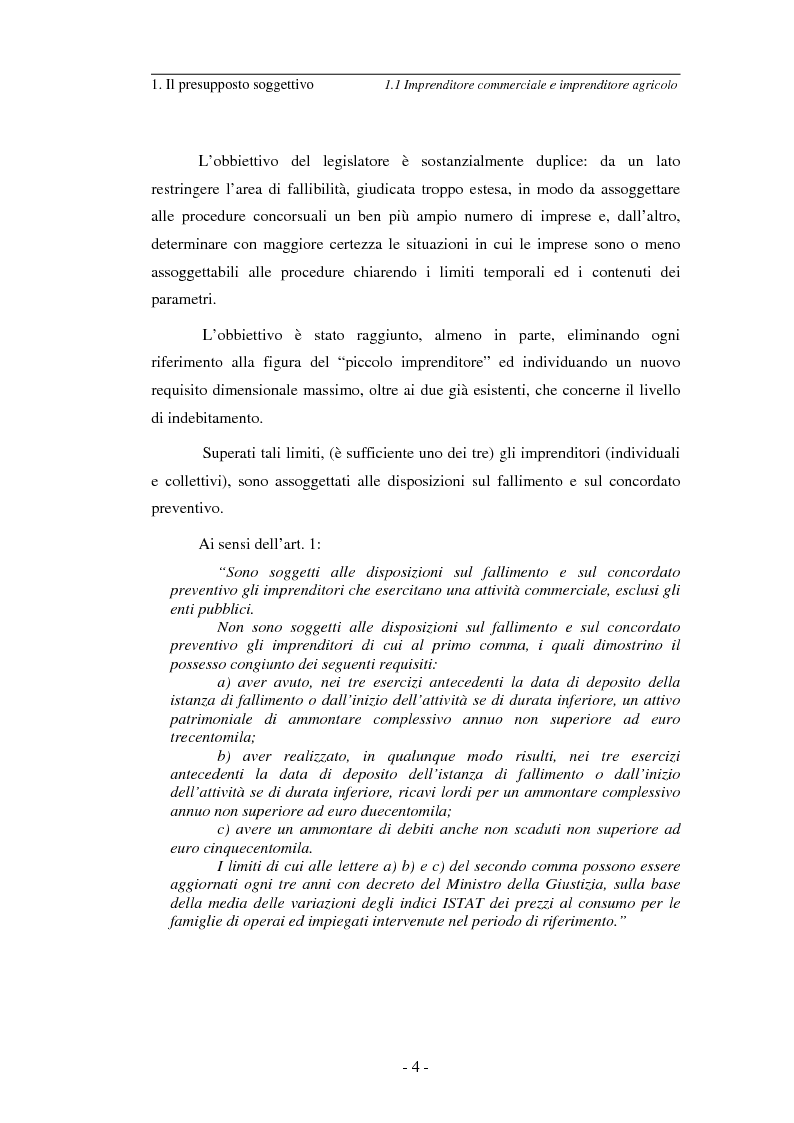 Anteprima della tesi: L’imprenditore soggetto a fallimento alla luce del decreto correttivo del settembre 2007, Pagina 4
