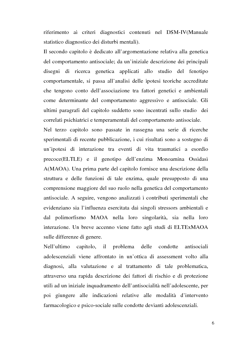 Anteprima della tesi: L'interazione tra fattori genetici e ambientali nelle condotte aggressive e antisociali degli adolescenti: il ruolo del polimorfismo MAOA (monoamina ossidasi-A), Pagina 3