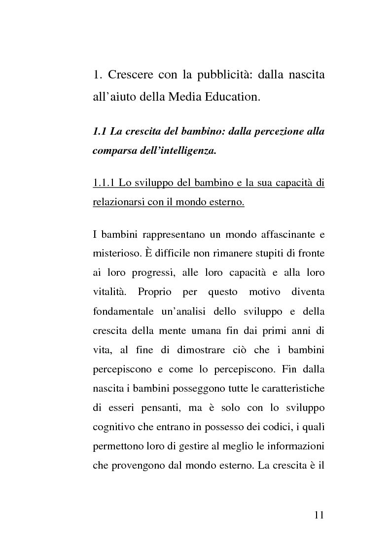 Anteprima della tesi: La crescita socio - emotivo - cognitiva del bambino attraverso lo spot e la tutela dei minori, Pagina 5