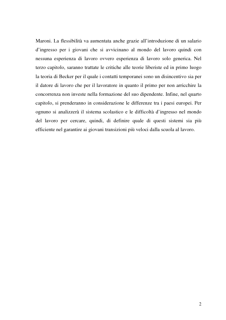 Anteprima della tesi: Le transizioni scuola-lavoro dei giovani. Teoria ed evidenza empirica, Pagina 2