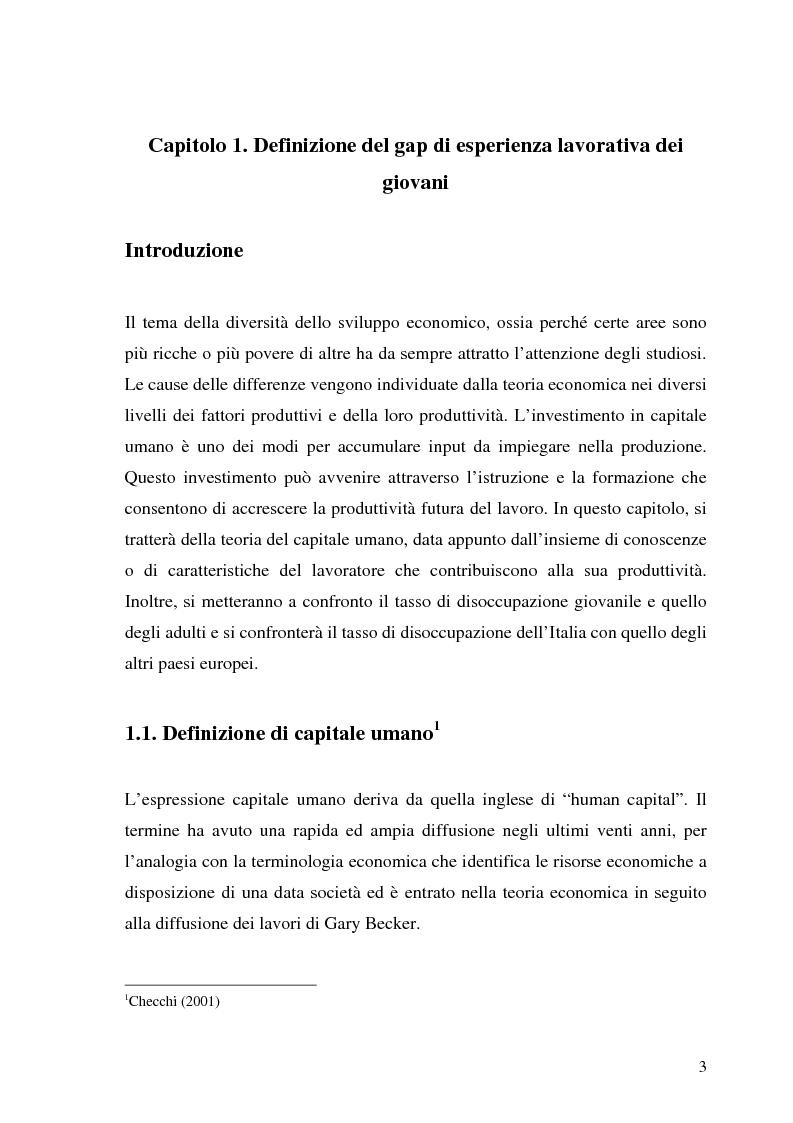 Anteprima della tesi: Le transizioni scuola-lavoro dei giovani. Teoria ed evidenza empirica, Pagina 3
