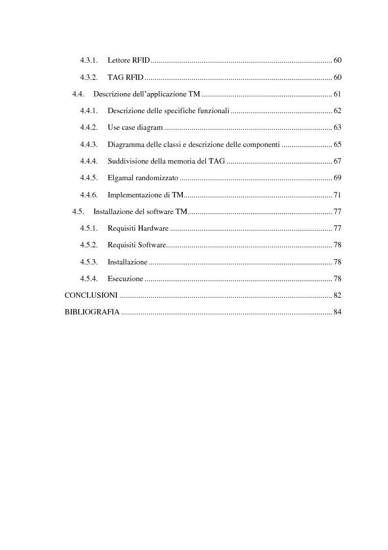 Indice della tesi: Sicurezza per Radio Frequency Identification: tracciare le merci preservando la privacy, Pagina 3