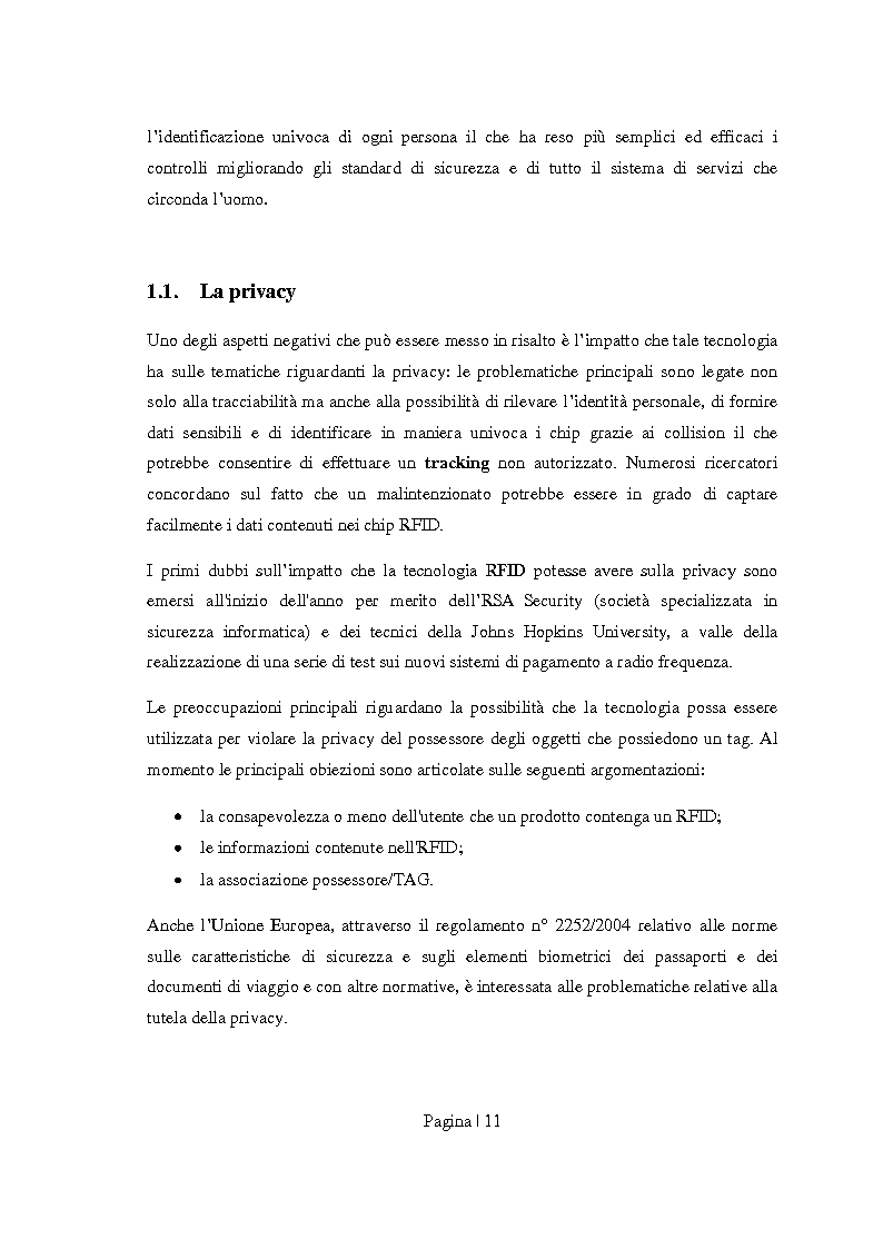 Anteprima della tesi: Sicurezza per Radio Frequency Identification: tracciare le merci preservando la privacy, Pagina 3