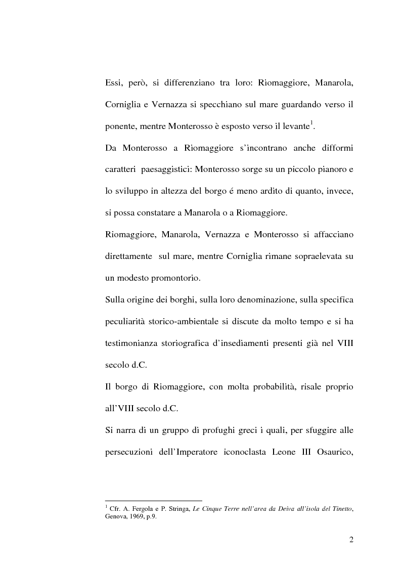 Anteprima della tesi: Storia delle Cinque terre: dai borghi riveraschi al Parco nazionale Cinque terre, Pagina 2