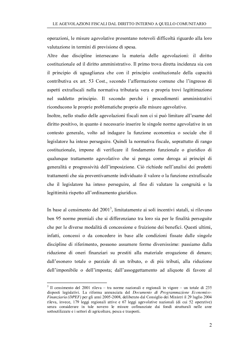 Anteprima della tesi: Le agevolazioni fiscali dal diritto interno a quello comunitario. Il caso degli spin off accademici, Pagina 2