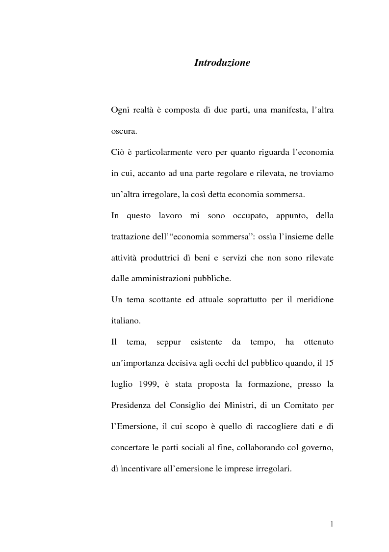 Anteprima della tesi: Dimensioni e caratteristiche dell'economia sommersa, Pagina 4