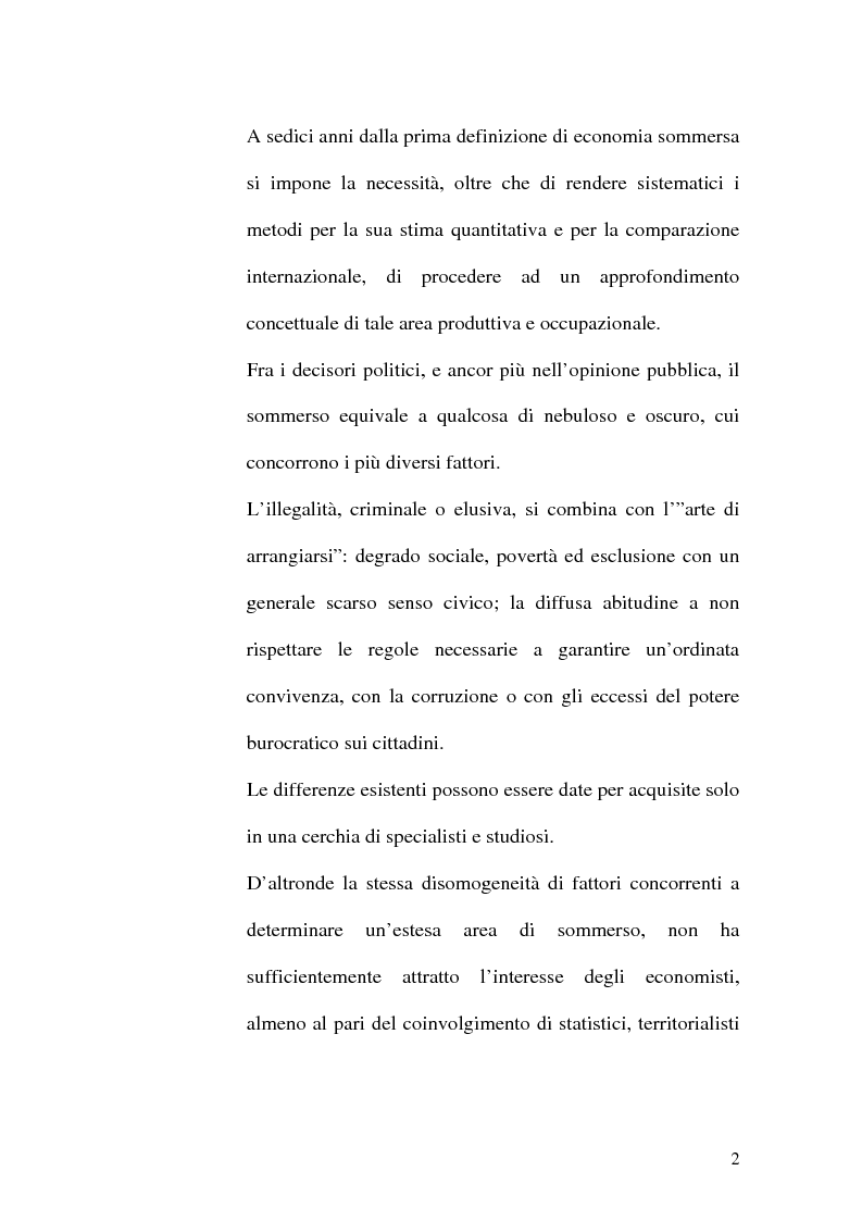 Anteprima della tesi: Dimensioni e caratteristiche dell'economia sommersa, Pagina 5