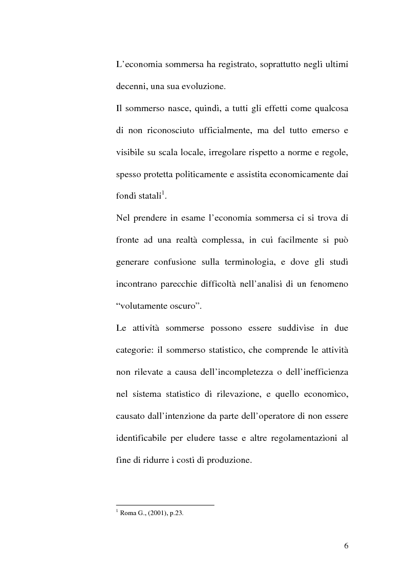 Anteprima della tesi: Dimensioni e caratteristiche dell'economia sommersa, Pagina 9