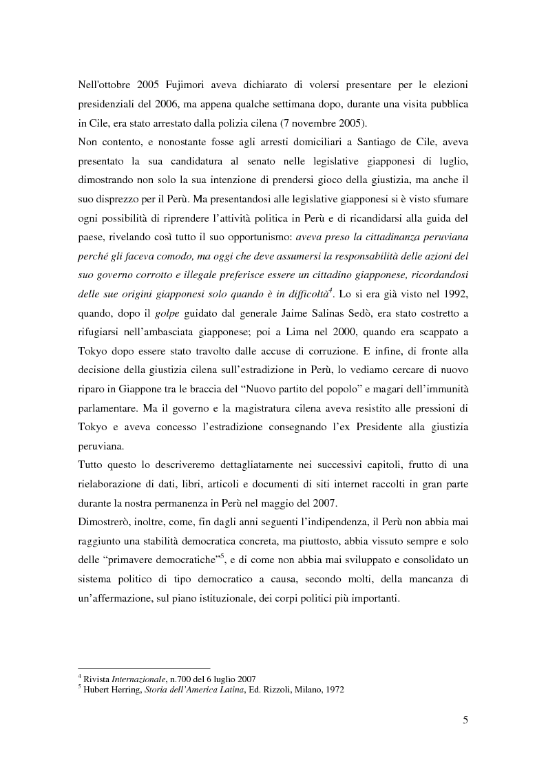 Anteprima della tesi: Processo a Fujimori. Dieci anni di dittatura, corruzione e violazione dei diritti umani., Pagina 3