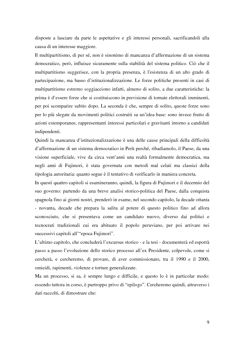 Anteprima della tesi: Processo a Fujimori. Dieci anni di dittatura, corruzione e violazione dei diritti umani., Pagina 7
